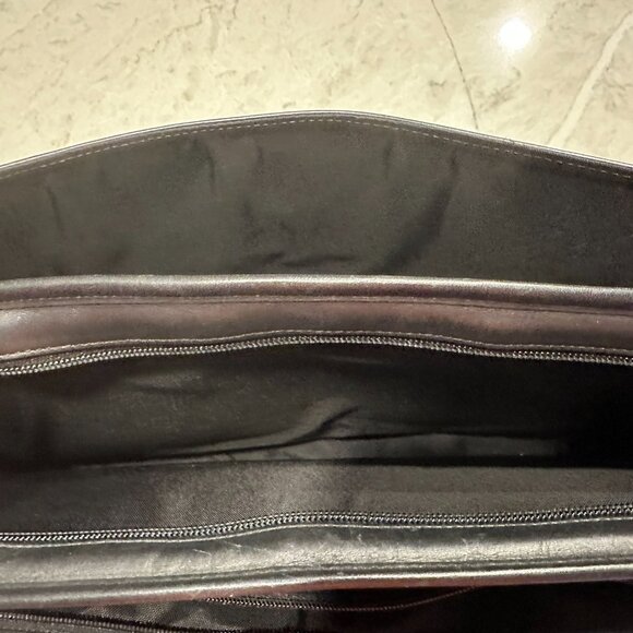 COACH Briefcase Black Leather Double Buckle Shoulder Strap Messenger Vintage - Picture 8 of 10